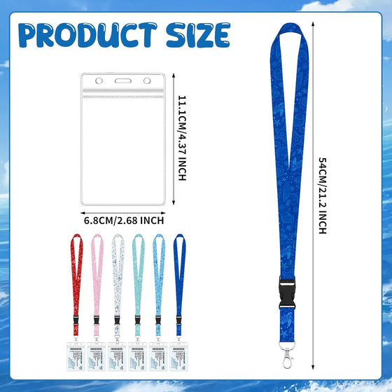 6 Pack Lanyards for Cruise Ship Cards with Waterproof ID Card Badge Holders for Royal Caribbean Cruise Essentials 2026（Ocean） - hover image