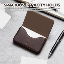 Business Card Holder, Slim Brown PU Leather Card Case for Men & Women with Magnetic Shut, Portable Pocket or Purse Wallet Holds Credit ID Cards, Gift Idea