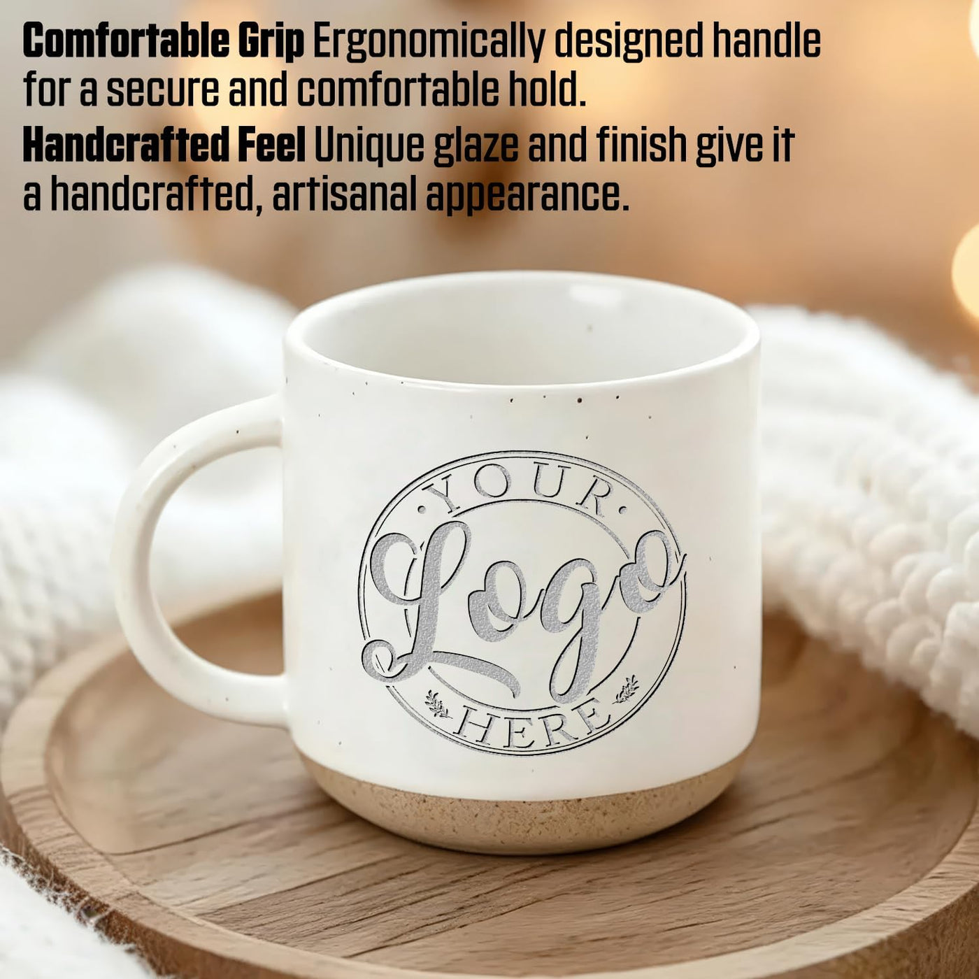 Custom Logo Pottery Mug - Personalized Business or Company Branding Coffee Cup - Professional Design Office Gift for Teams