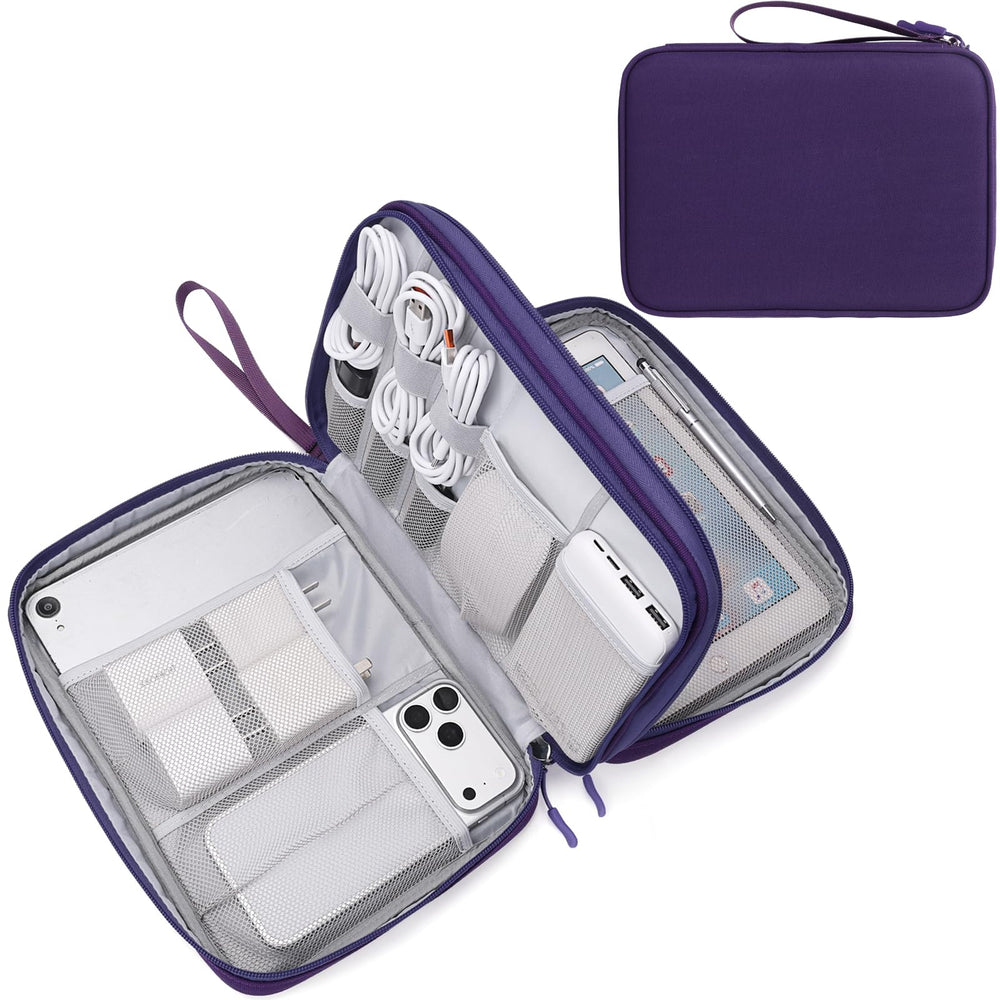 FYY Travel Cable Organizer Pouch Electronic Accessories Carry Case Portable Waterproof Double Layers All-in-One Storage Bag for Cord, Charger, Phone, Earphone Black