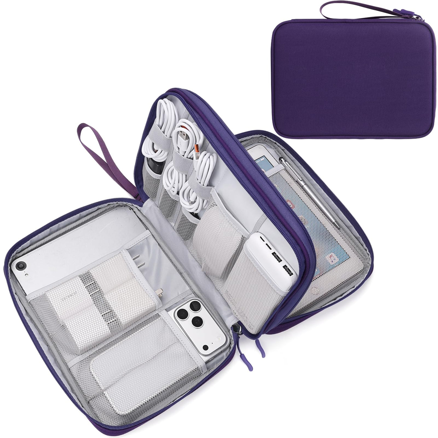 FYY Travel Cable Organizer Pouch Electronic Accessories Carry Case Portable Waterproof Double Layers All-in-One Storage Bag for Cord, Charger, Phone, Earphone Black