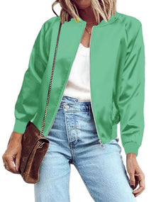 Zeagoo Women's Bomber Jacket Lightweight Zip Up Jacket Casual Striped Jacket Coat Outerwear Windbreaker with Pockets