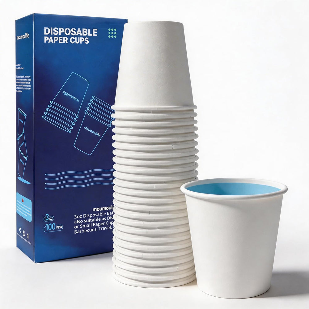 MOUMOULIFE 12 oz Disposable Paper Coffee Cups, 100 Count – Leak-Resistant White Cups for Hot & Cold Drinks, Ideal for Office, Party, Travel, To Go & Daily Use