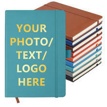 Customizable Personalized Notebook | Custom Logo, Text & Image A5 Journal Notebook | 200 Lined Pages 8.5" x 5.8" | Daily Writing Journal for Office, Students & Gift Giving, Black