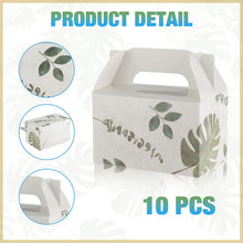 NyuOurea 10 PCS Green Leaf Gable Favor Treat Boxes, 6.5 x 4 x 4 Inches Gift Box with Handle, Goodie Boxes for Candy, Cookie, Tea, Spring Picnic, Baby Shower Party, Garden Wedding, Birthday, Graduation