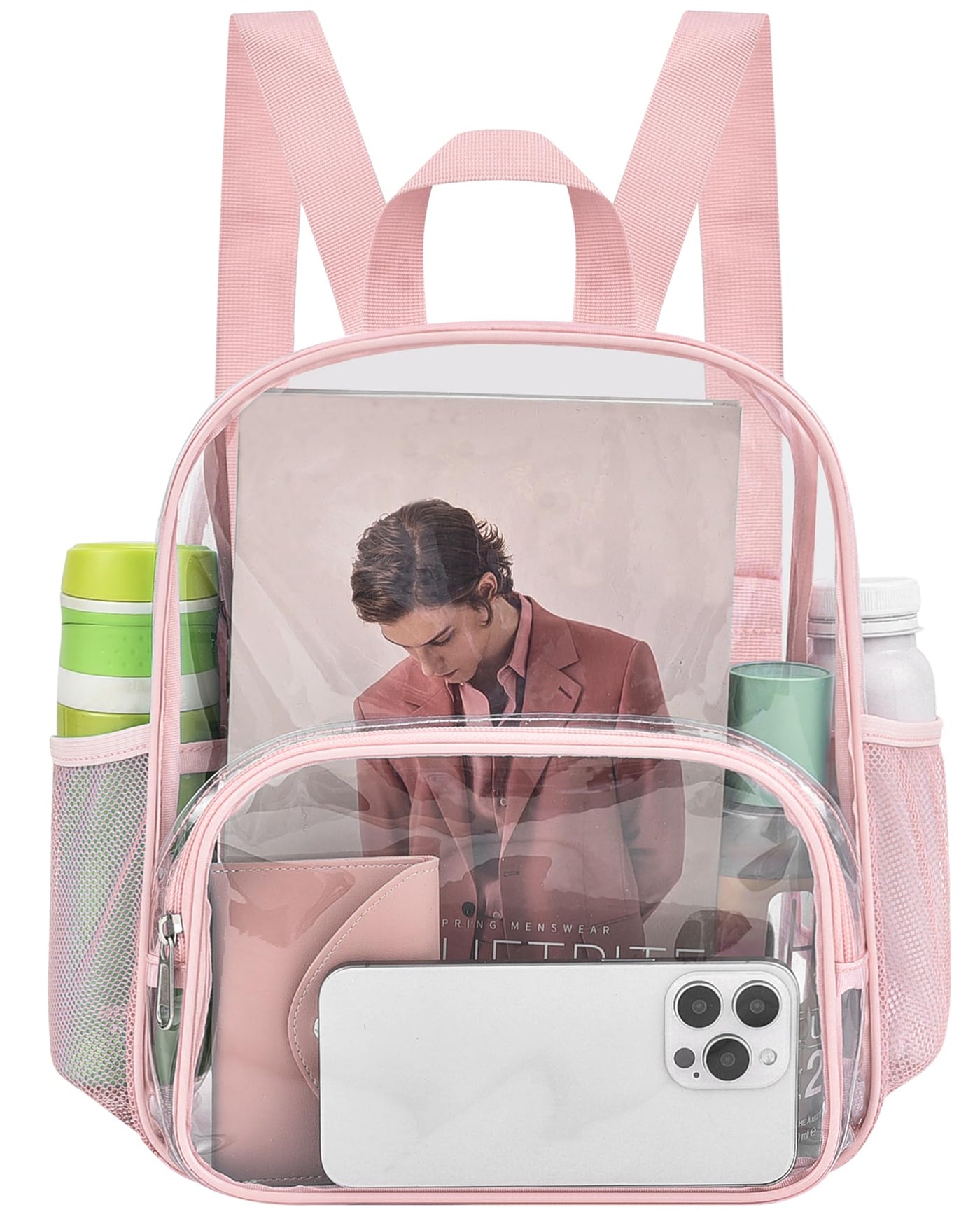 Busiuw Clear Backpack for Stadium Events Stadium Approved Clear Backpack 12x12x6 with Front Pocket for Concert Sport Fashion Women Backpack Events Work Travel