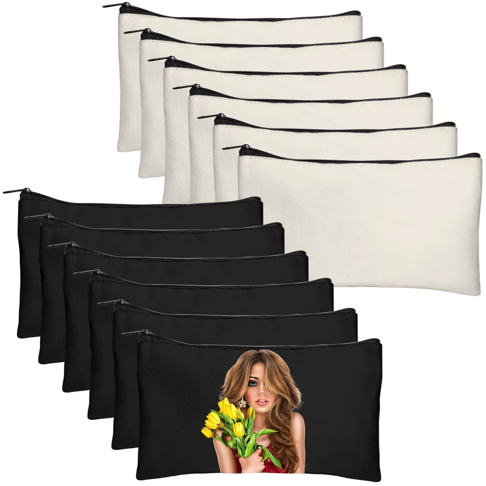 Legigo Blank Canvas Bag Zipper Pouch Makeup Bags Bulk - Multi-Purpose Canvas Pencil Pouch with Sturdy Zipper, Cosmetic Bag Travel Toiletry Bag for DIY Craft Projects, Storage (8.3 x 5 inches)