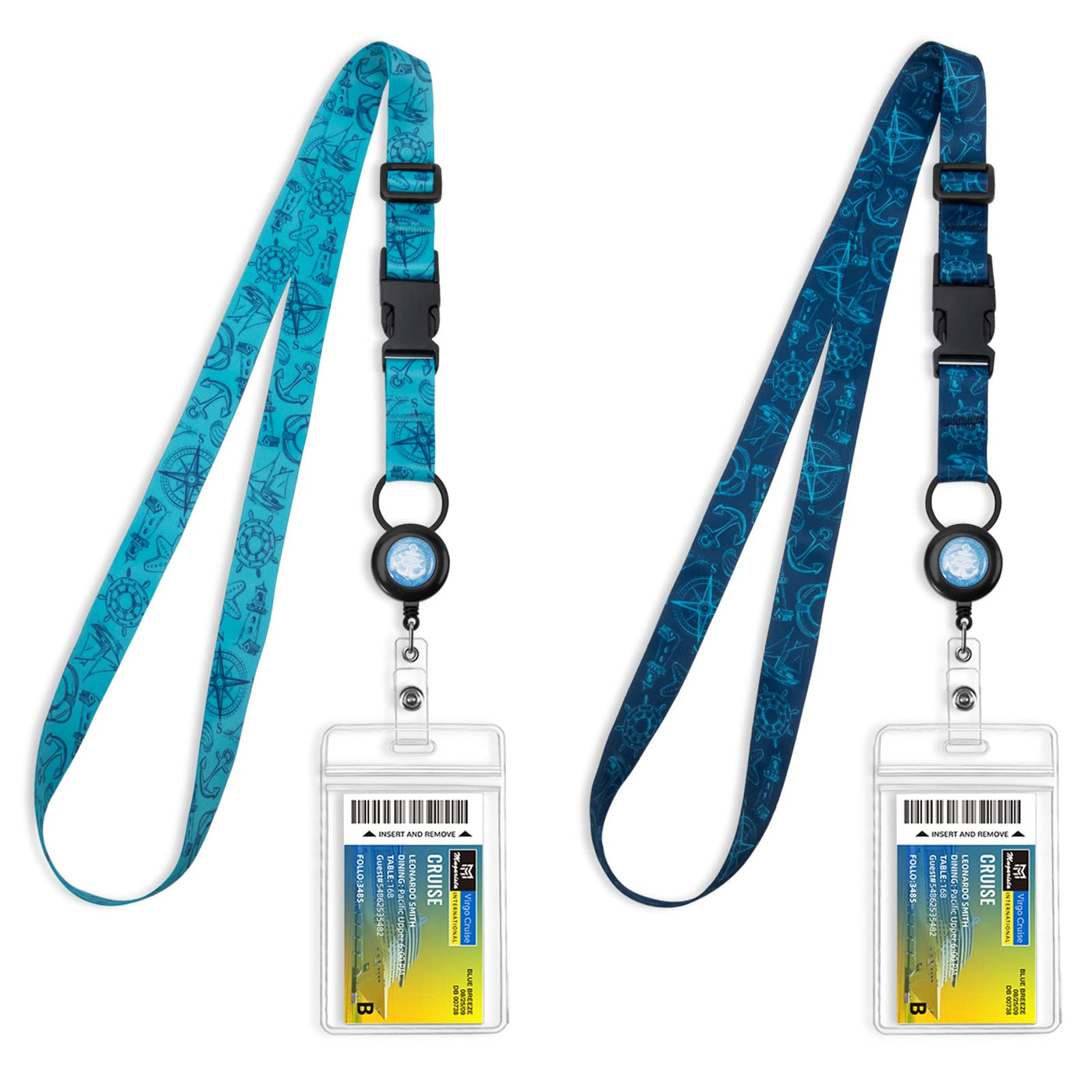MNGARISTA Cruise Lanyards, Adjustable Lanyard with Retractable Reel, Waterproof ID Badge Holder for All Cruises Ships Key Cards, 2pack
