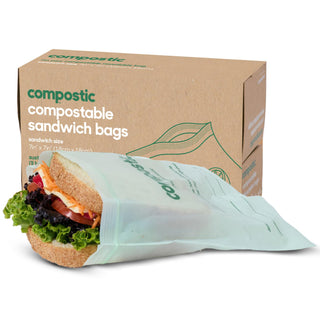 Compostic Compostable Snack Bags, Snack Size (60 Count) Starter Pack — Resealable Zip-Seal, Plant-Based, Home Compostable, Freezer Safe, BPA-Free, Non-Toxic, GMO-Free Food Storage Bags
