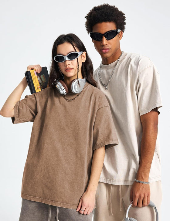 Gihuo 4 Pack Oversized Tshirts for Men Acid Wash T-Shirts Vintage Heavyweight Shirt Cotton Tees - hover image