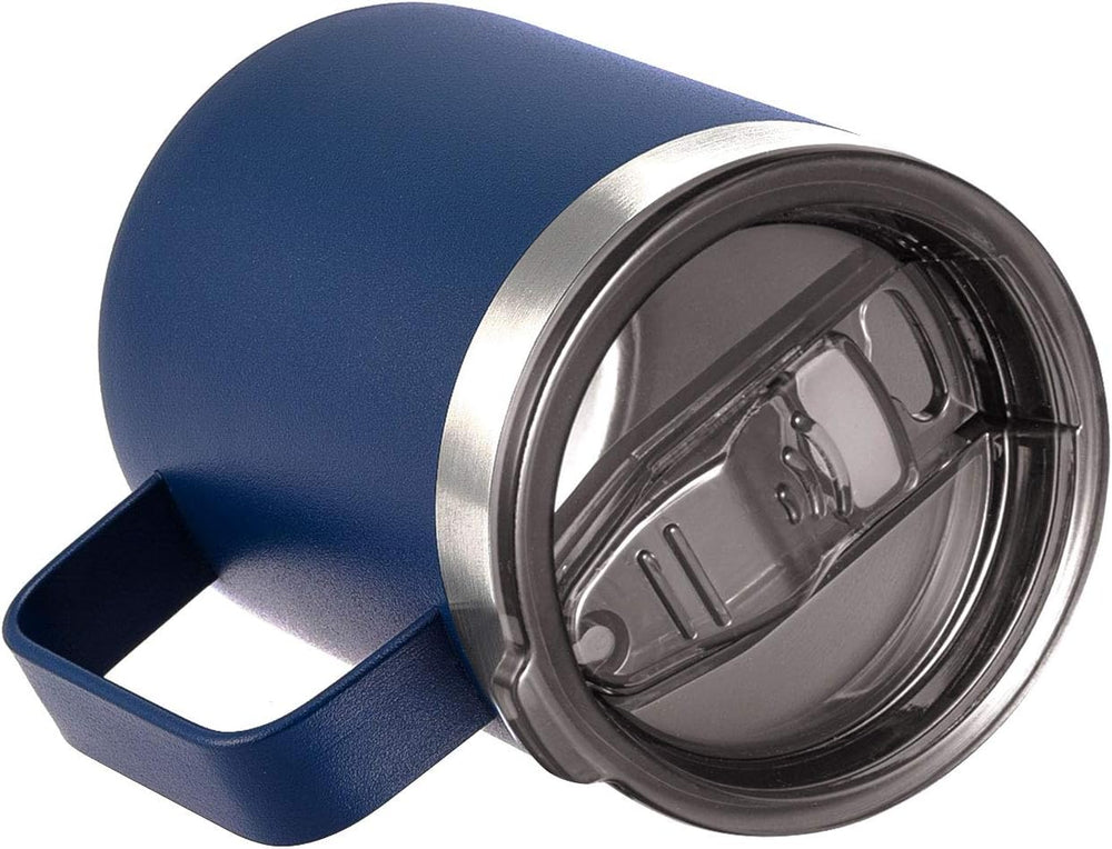 12oz Stainless Steel Insulated Coffee Mug with Handle, Double Wall Vacuum Travel Mug, Tumbler Cup with Sliding Lid, Navy