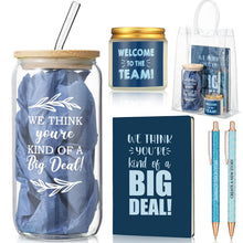 Thenshop 6 Pcs Welcome to the Team Gifts Bulk for New Employee Inspirational Glass Tumbler Notebook Pens Scented Candle with PVC Bag Employee Appreciation Gift Set for New Coworker Office (Sage Green)