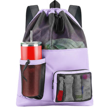 HOHOM Swim Mesh Beach Bag, Waterproof Gym Bags for Women and Men, Large Pool Bag Swimming Gear Drawstring Backpack
