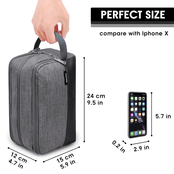 Toiletry Bag for Men Hanging Dopp Kit Water Resistant Shaving Bag Small Toiletry Bag for Traveling (Denim Grey) - hover image