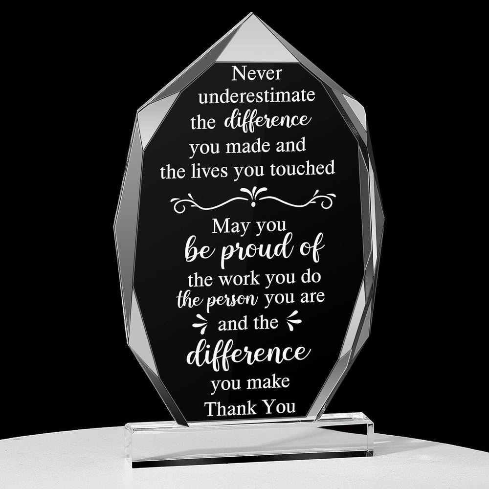 Yookeer Thank You Appreciation Gifts for Coworkers Retirement Gift for Employees Women Men May You Be Proud of The Work Acrylic Plaque Decor for Nurse Friend Boss(Stylish Style)
