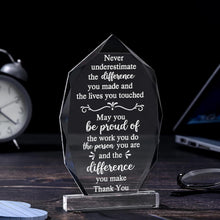 Yookeer Thank You Appreciation Gifts for Coworkers Retirement Gift for Employees Women Men May You Be Proud of The Work Acrylic Plaque Decor for Nurse Friend Boss(Stylish Style)