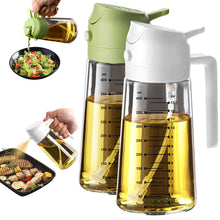 TrendPlain 16oz/470ml Glass Olive Oil Sprayer for Cooking – 2 in 1 Olive Oil Dispenser Bottle for Kitchen Gadgets and Air Fryer Accessories, Salad, BBQ - Black