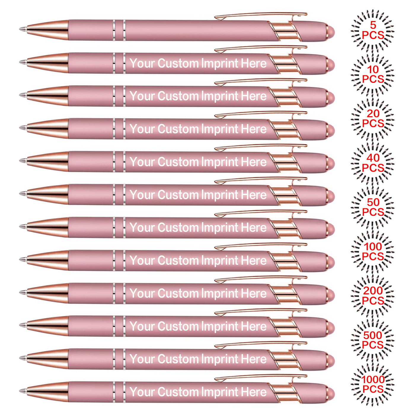 Bulk Custom Pens Personalized, Customized Pens with Name/Logo Printing Perfect for Business, Birthday, Wedding, Graduation Gifts & Party Events 5 to 2000 Pieces Pack Ballpoint Pens