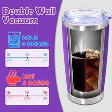 20oz Tumbler Stainless Steel Tumbler Cup with Lid Vacuum Insulated Double Wall Travel Mug, Durable Powder Coated Travel Coffee Tumbler Mug for Hot & Cold Drinks, Purple,1 Pack