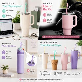 11.6‘’ Long Silicone Straws, 10PCS Reusable Travel Set with Caps and Case, 4 Bent Straws for Tumblers, Water Bottles, Travel Mugs, Hot and Iced Drinks