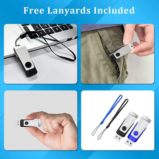 1GB USB 2.0 Flash Drive 2 Pack Wooolken Thumb Drives Jump Pen Drive Memory Stick with LED Light and Lanyards for Storage and Backup(1G, 2 Colors: Black Blue)