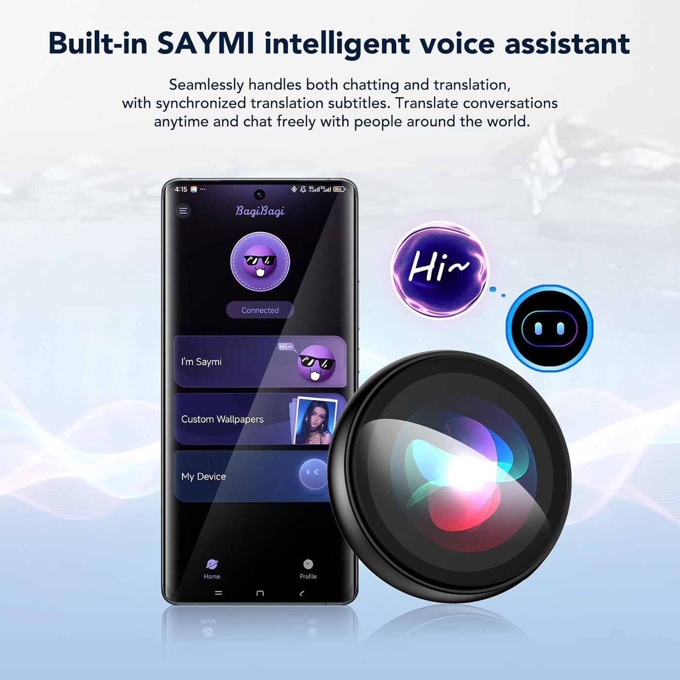 ZNP Digital Badge AI Companion, Wearable Translation Translator with HD Touchscreen, Real-Time Interactive Reactions, Bluetooth 6.0 Portable Pin for Travel Business & Life(Magnetic Back)