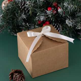 NovaPuff 10 Pack Eco-Friendly Gift Boxes,Small Brown Box with Ribbon, Foldable Paper Boxes for Weddings/Holidays/Birthdays/Business Packaging