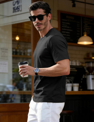 EKLENTSON Men's Cotton Crewneck T-Shirts Short Sleeve Plain Tee Moisture Wicking Casual Tshirts Solid Color