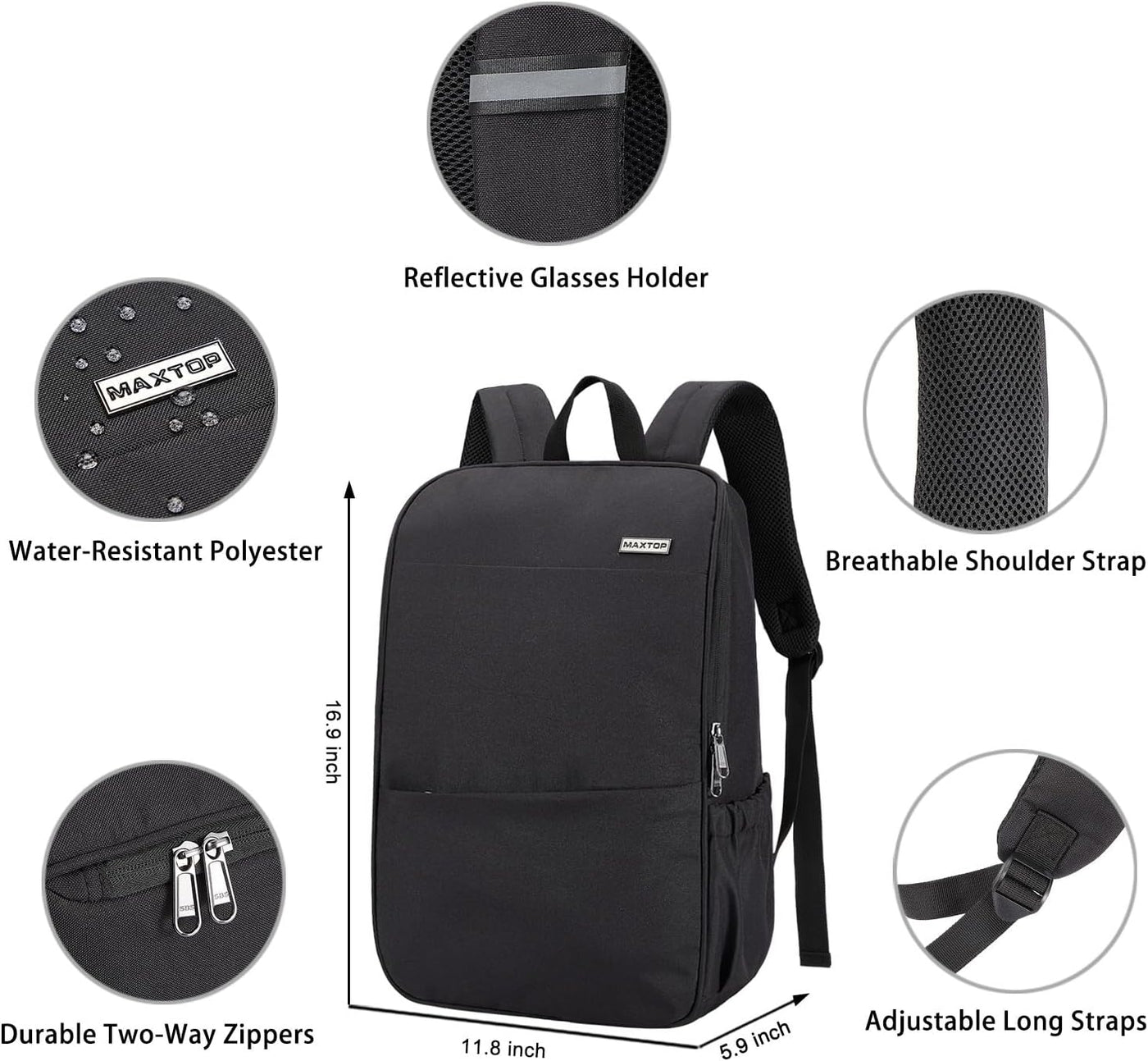 MAXTOP Deep Storage Laptop Backpack Business Anti-theft Backpacks[Water Resistant] College Computer Bookbag Fits 15 Inch Laptop Black