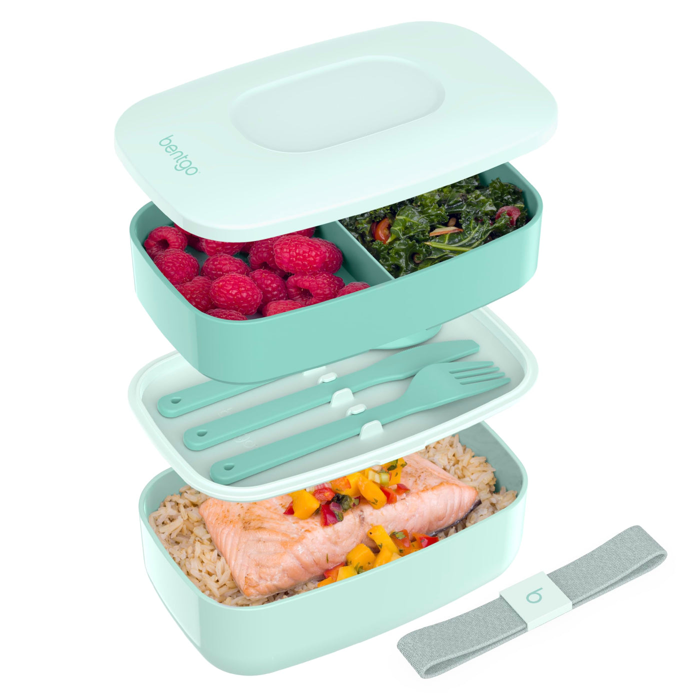 Bentgo Classic - Adult Bento Box, Stackable 3-Compartment Lunch Box with Removable Utensil Set and Sealing Strap, BPA-Free, Food Container Ideal for Meal Prep, Work, and On the Go (Khaki Green)