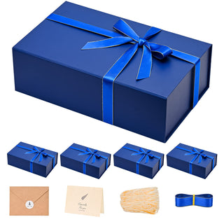 LIFELUM Gift Box 13.5''x10''x4'' Large Gifts Box with Magnetic Lids Black Gift Boxes for Father's Day graduation gifts Contains Card, Ribbon, Filler
