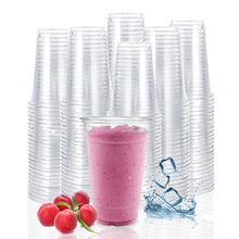 TashiBox 100 Count - 16 Ounce Plastic Cups, Ice Coffee Cups To Go - Crystal Clear PET Party Cups