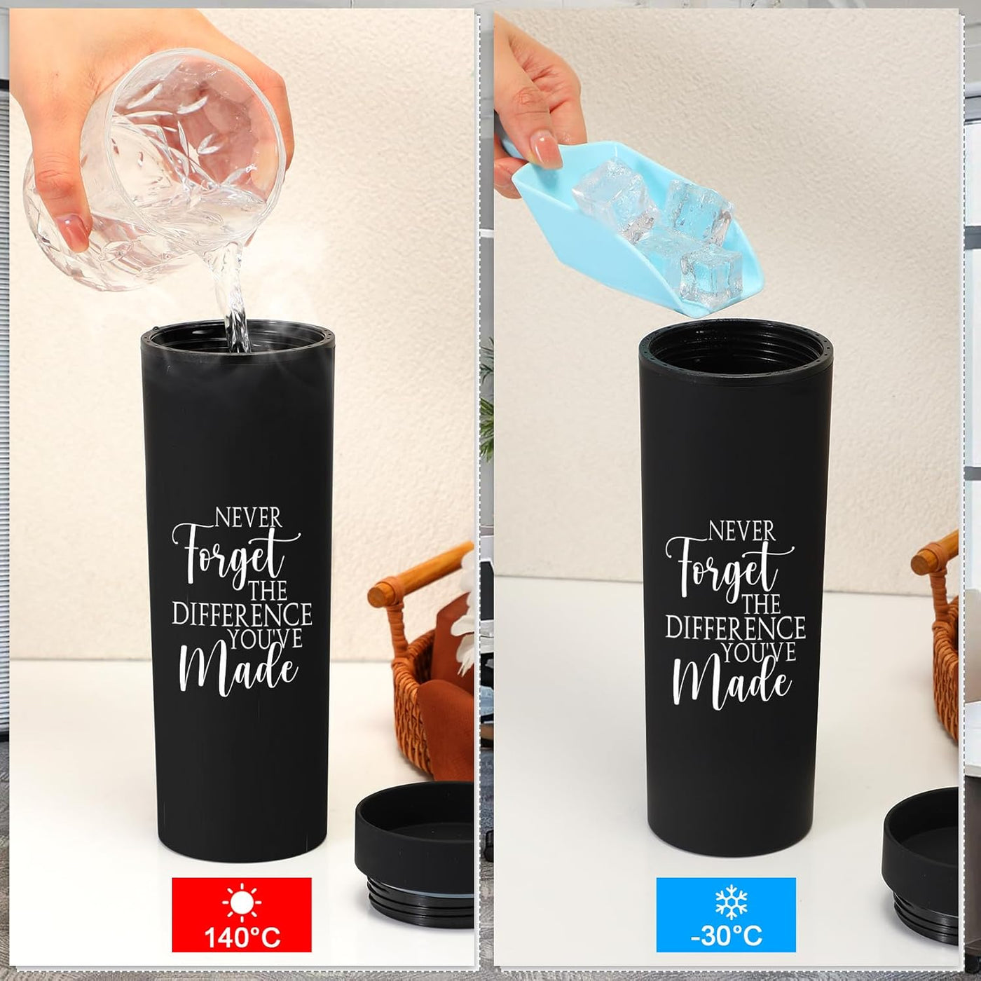 Tioncy 10 Pcs Employee Appreciation Gift Bulk Thank You Skinny Tumbler 16oz Matte Inspirational Water Cup with Lid Straw for CNA Nurse Graduation Team Coworker Teacher Volunteer(Neutral)