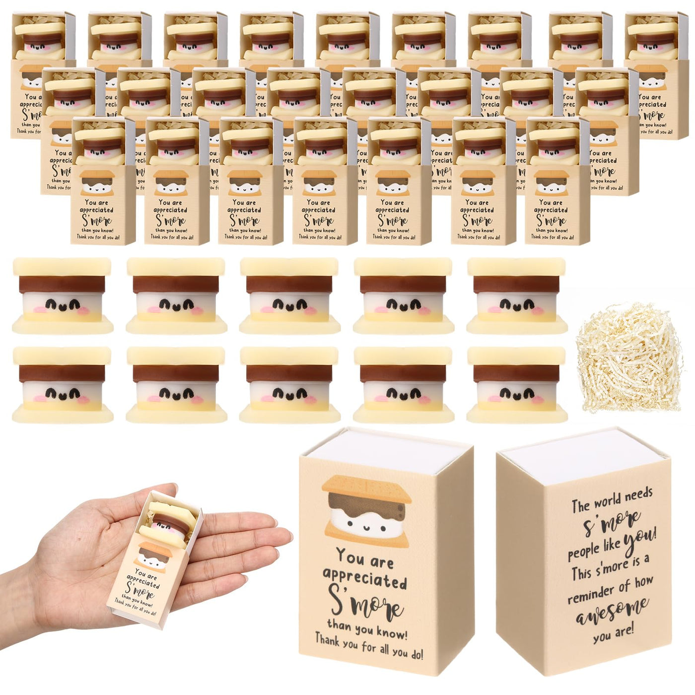 Wettarn 75 Sets Appreciation Gifts Cute Stress Balls with Support Boxes Bulk Party Favors for Employee Coworker Team Group Stuffers Office Prizes Positive Desk Decor