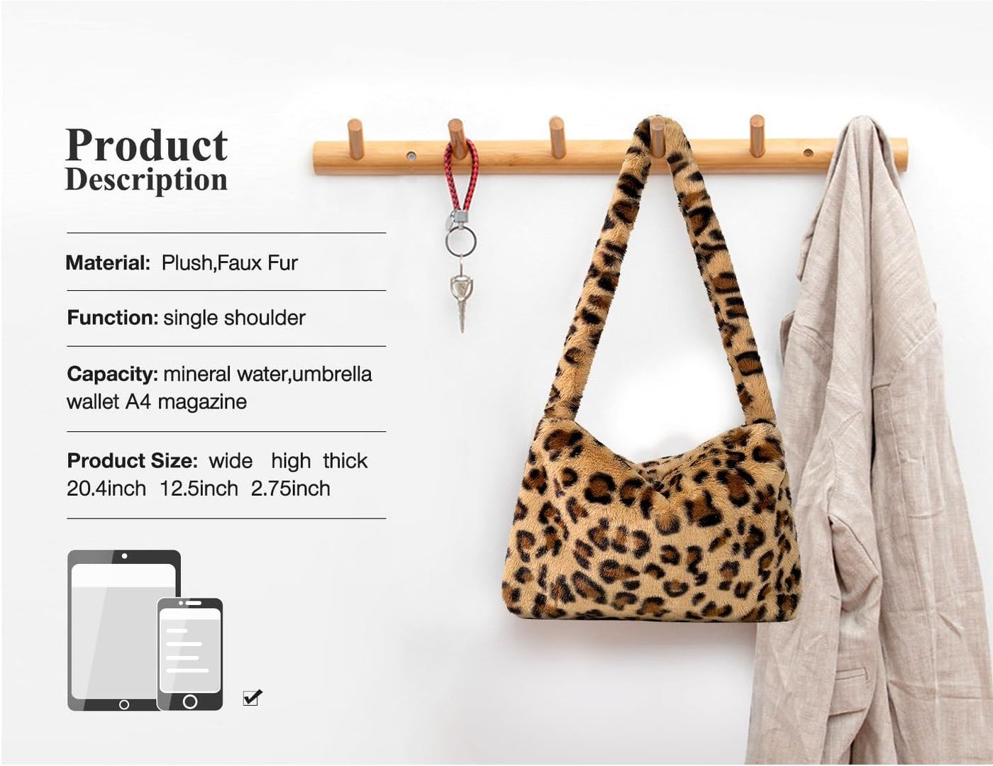 Fuzzy Tote Bag Y2K Fluffy Shoulder Bag Women Furry Purse Large Cute Plush Bag Ladies Faux Fur Bag for Autumn and Winter