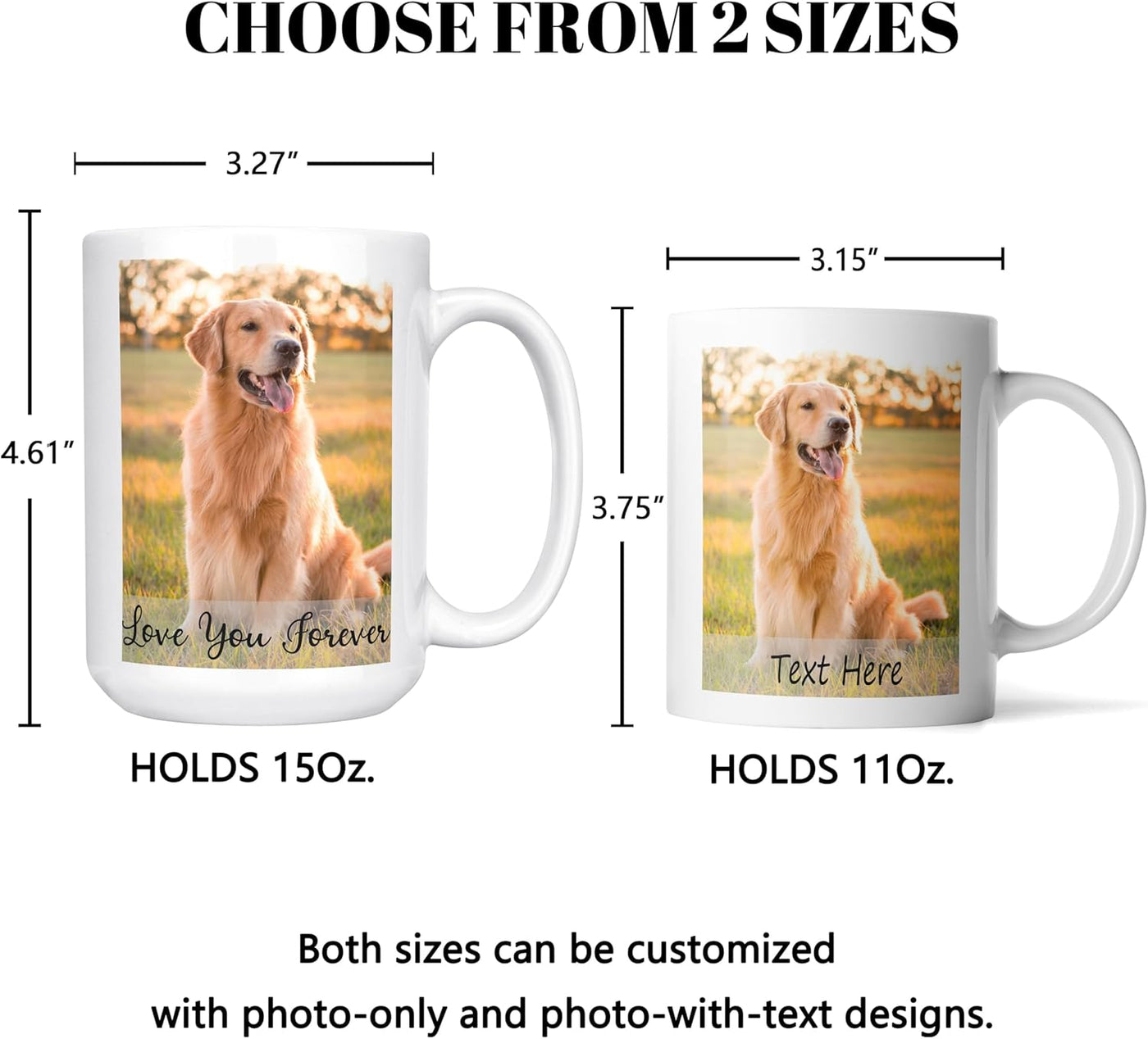 Custom Mug Upload Your Picture Personalized Coffee Mug with Photo Text Name Customized 11 Oz/15 Oz Tea Cup Unique Ideas Gifts for Men Women Mom Dad Couple Girlfriend Boyfriend Friend Family