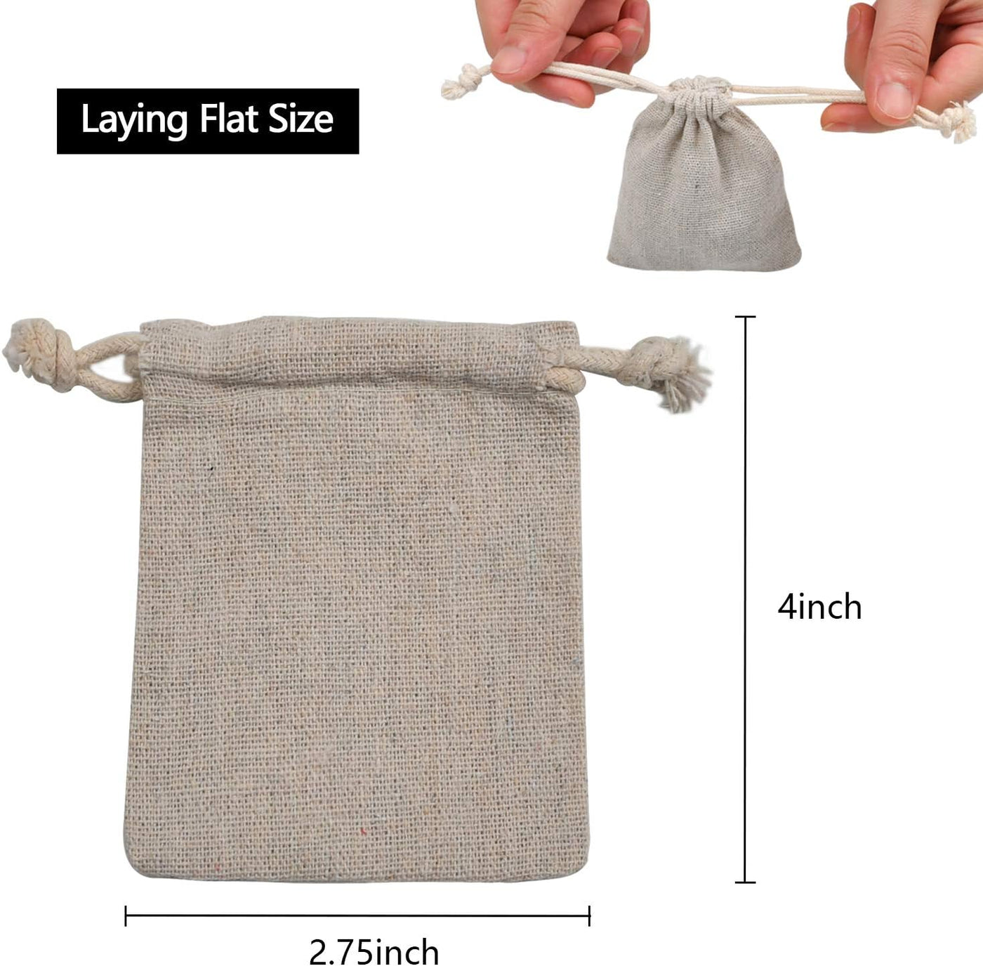 calary 50pcs Double Canvas Drawstring Bag Cotton Pouch Gift Sachet Bags Muslin Reusable Tea Bag 2.75x4 Inch
