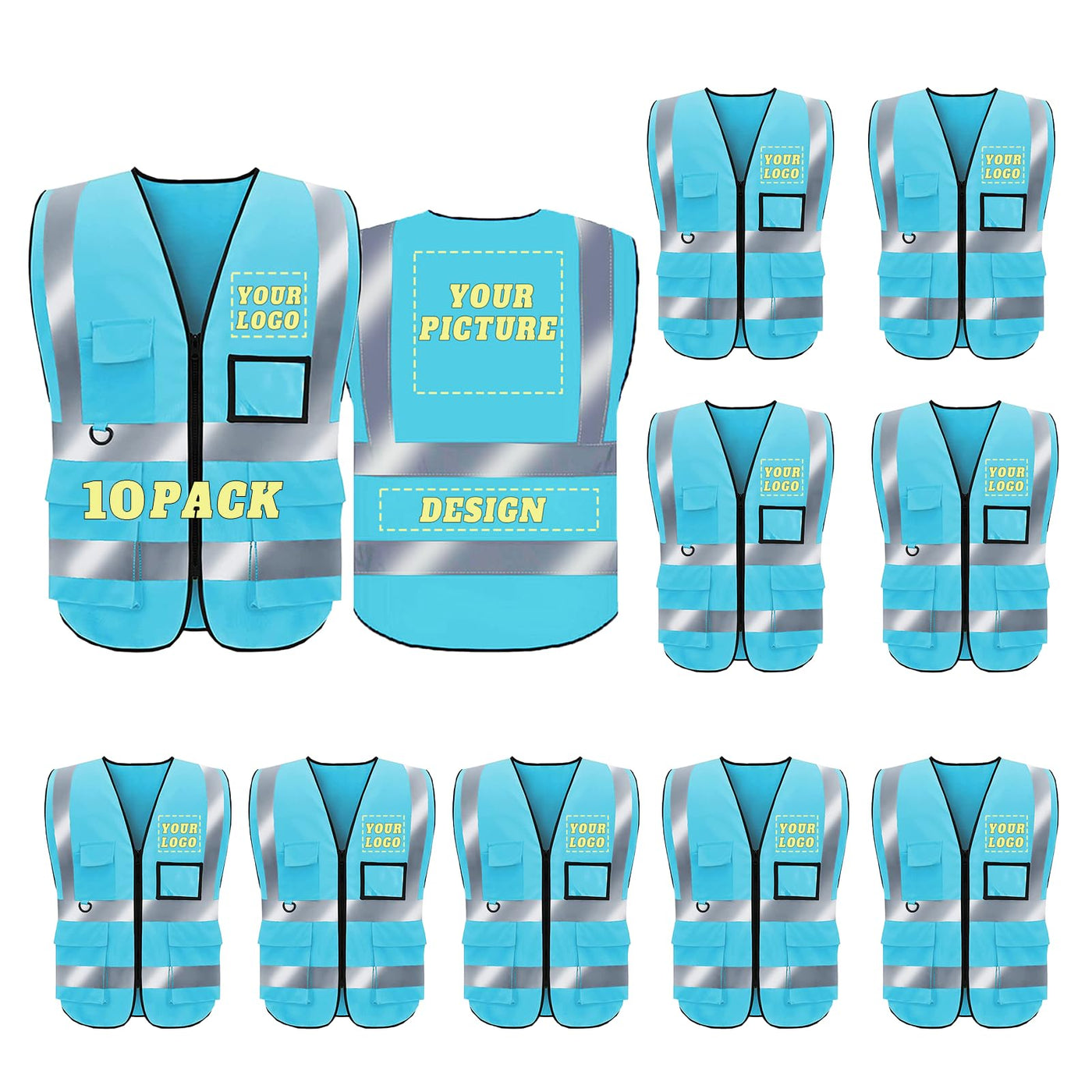 BeautyWill Custom Safety Vest Logo Class 2 High Visibility Reflevtive Vest Outdoor Protective Workwear
