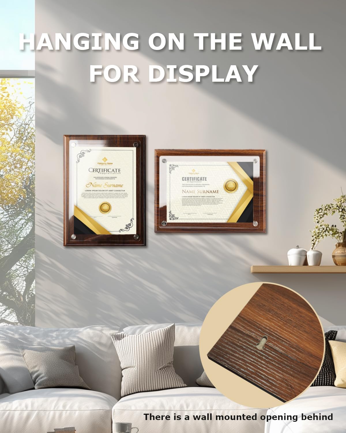 WOCOCN Trophy Award, Wood Plaque, Employee Appreciation Plaques, Decorative Signs & Plaques, Certificate Frames 14.88 x 11.22in, Slide in A4 Paper, Applicable to Appreciation,Recognition, Diploma, Thank You, Retirement, Anniversary (Wood Certificate Plaqu
