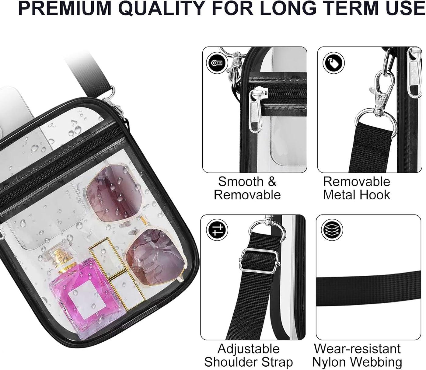 Clear Bag Stadium Approved Clear Purse for Women Clear Crossbody Bag for Stadium Events Concerts Festivals