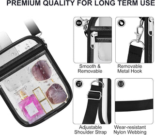 Clear Bag Stadium Approved Clear Purse for Women Clear Crossbody Bag for Stadium Events Concerts Festivals