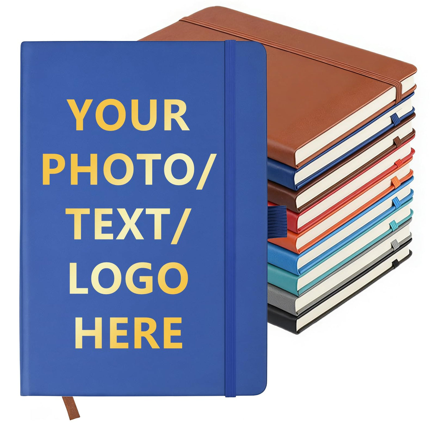 Customizable Personalized Notebook | Custom Logo, Text & Image A5 Journal Notebook | 200 Lined Pages 8.5" x 5.8" | Daily Writing Journal for Office, Students & Gift Giving, Black