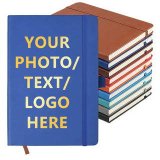 Customizable Personalized Notebook | Custom Logo, Text & Image A5 Journal Notebook | 200 Lined Pages 8.5" x 5.8" | Daily Writing Journal for Office, Students & Gift Giving, Black