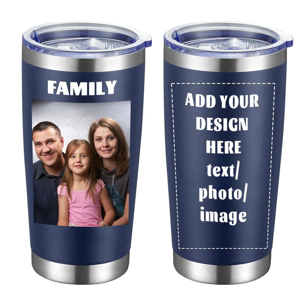 MEWAY Personalized Custom 12oz Wine Tumbler with Lid, Insulated Double Wall Vacuum Travel Tumbler Gifts with Text Photo Logo (Blue, 1pack)