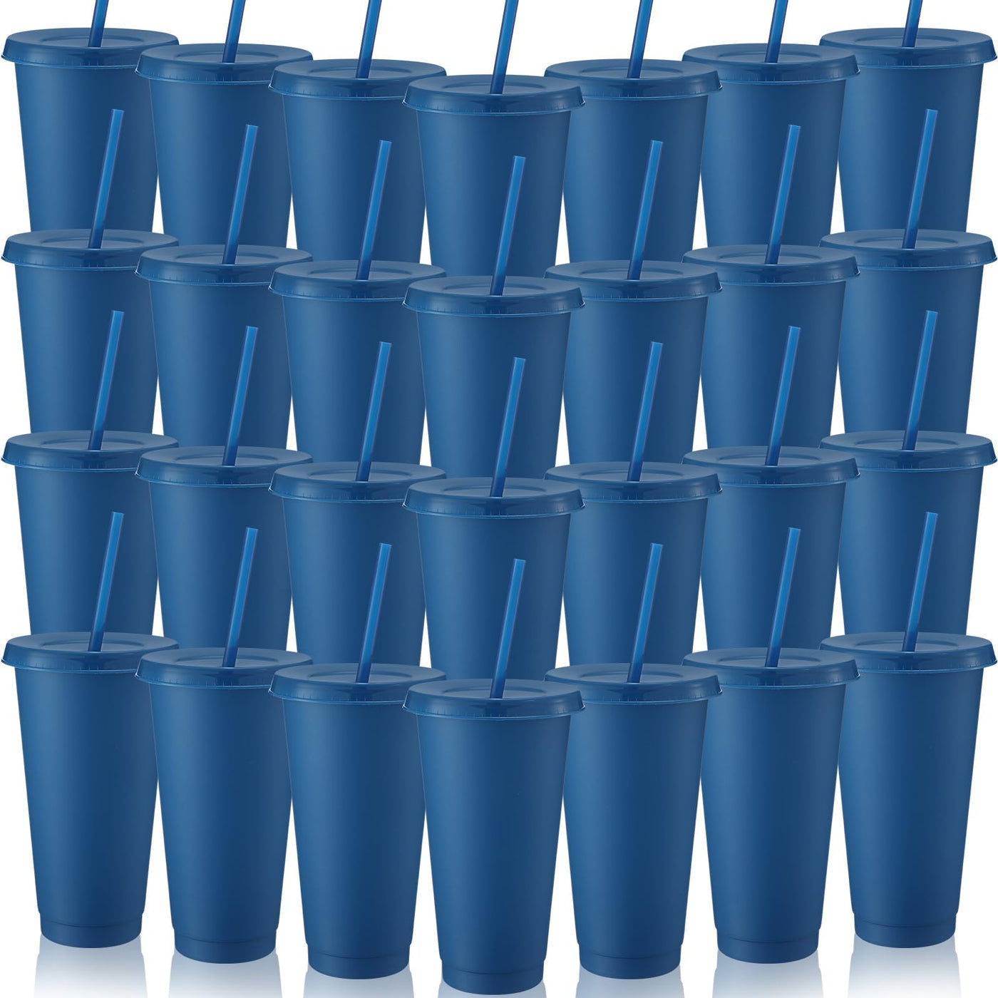 Honeydak 15 Pack Tumbler with Straw and Lid Bulk Cups for Gifts Water Bottle Iced Coffee Travel Mug Cup Reusable Plastic Tumblers for Party Birthdays 24-27 oz (Solid Color)