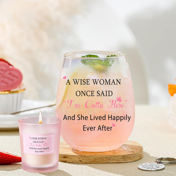 Yalucky Coworker Leaving Gifts for Women Wine Glasses Retirement Gifts Thank You Goodby Gift for Colleagues Friend Birthday Teacher Christmas Presents for Colleagues Women Pink Ladies Gift - hover image