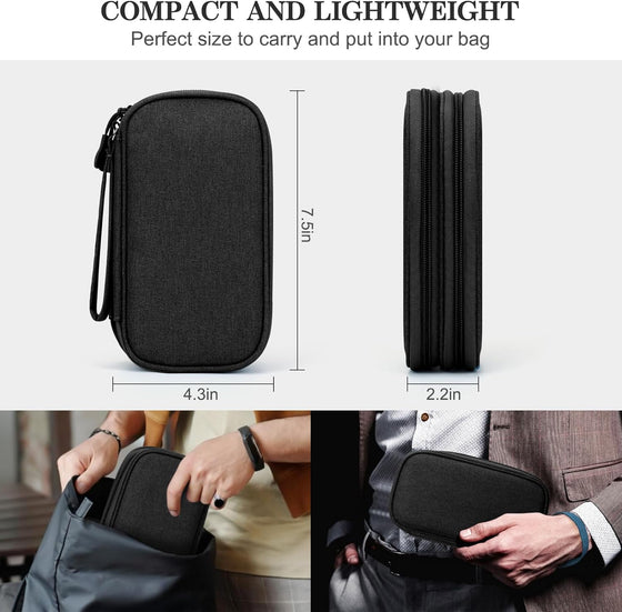 FYY Travel Cable Organizer Pouch Electronic Accessories Carry Case Portable Waterproof Double Layers All-in-One Storage Bag for Cord, Charger, Phone, Earphone Black - hover image