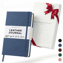 BEECHMORE BOOKS Premium Lined Leather Journal for Men & Women, 5" x 8" (A5) Thick 120gsm Ivory Cream Paper Notebook, Hardcover Vegan Leather Personal Diary, With Gift Box (Chestnut Brown)