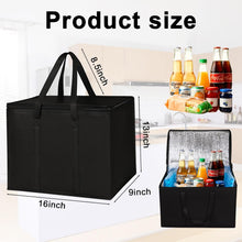 JNYONG 2 Pack Insulated Reusable Grocery Shopping Bags with zippered top,Food Delivery Bag,Collapsible Cooler Bag for Frozen Foods