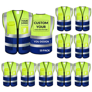 BeautyWill Custom Safety Vest Logo Class 2 High Visibility Reflevtive Vest Outdoor Protective Workwear